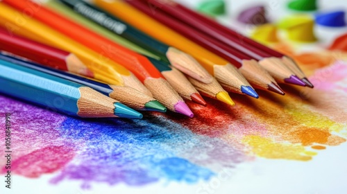 Colorful School Supplies on White Background