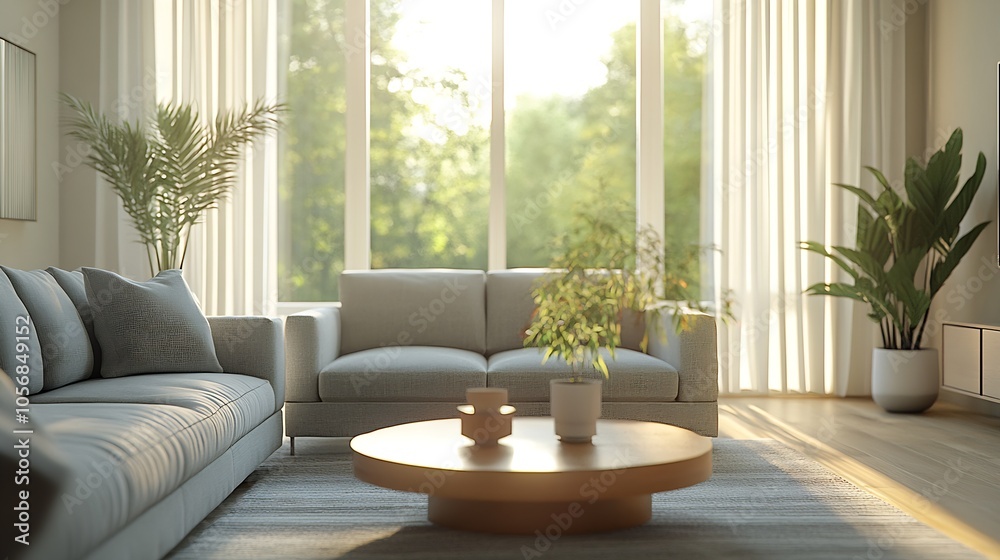 Contemporary Bright Interiors with Wide Windows and Comfortable Seating for Luxurious Living : Generative AI Contemporary Bright Interiors with Wide Windows and Comfortable Seating for Luxurious Living : Generative AI