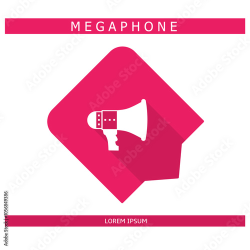 Design icon. Megaphone icon symbol in flat. Megaphone symbol design in flat with shadows. Stock vector.	