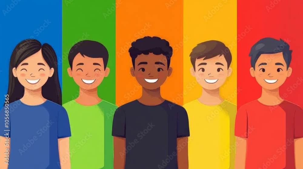 Vibrant rainbow background with diverse people celebrating pride, promoting unity and lgbtq+ support Vibrant rainbow background with diverse people celebrating pride, promoting unity and lgbtq+ support