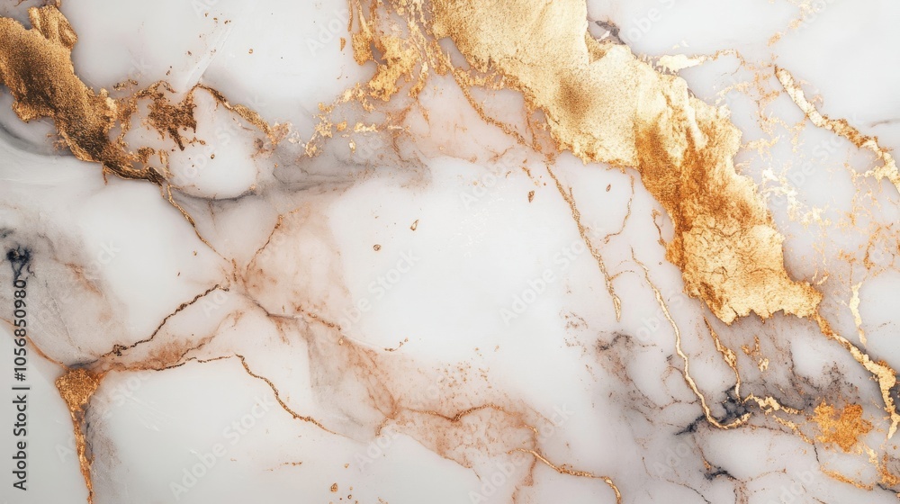 Naklejka premium White Marble with Gold Leaf Texture - Elegant Background