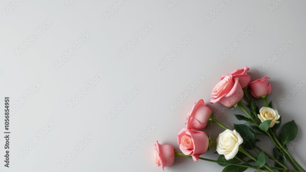 Minimalist condolences card featuring a bouquet of roses on a light grey background, suitable for funeral concept, with ample copy space, muted, grey Minimalist condolences card featuring a bouquet of roses on a light grey background, suitable for funeral concept, with ample copy space, muted, grey