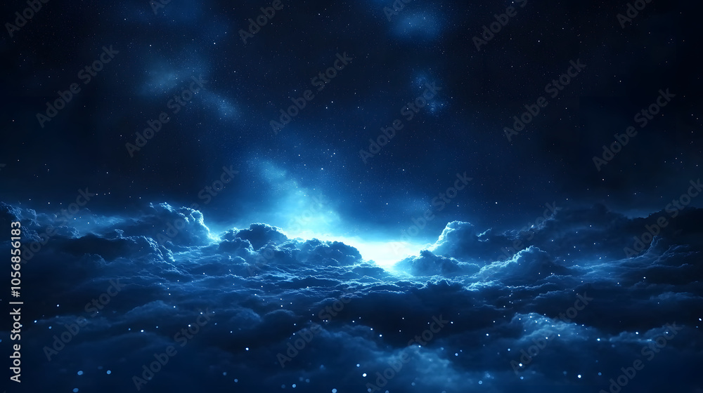Abstract starry night sky with a deep blue gradient. Abstract starry night sky with a deep blue gradient.