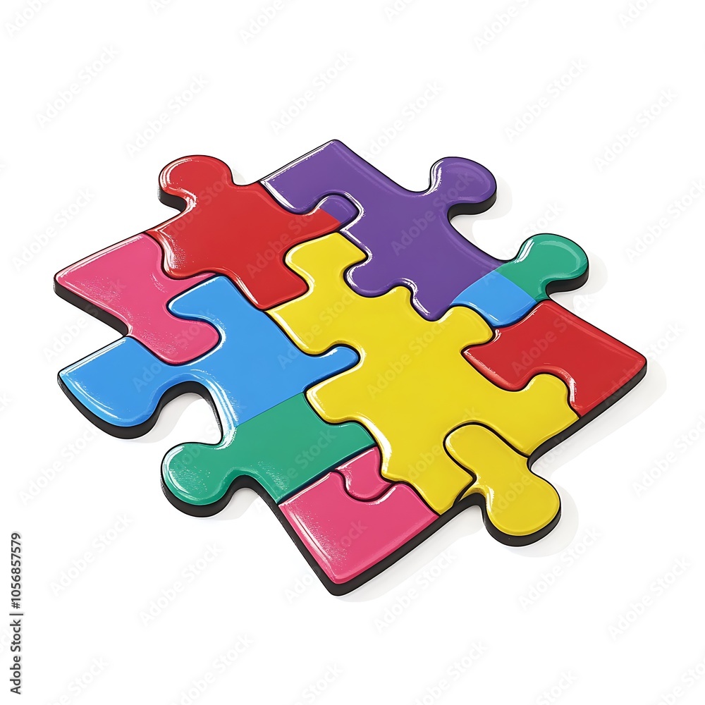 Cartoon jigsaw puzzle piece with bright colors on a white background. Cartoon jigsaw puzzle piece with bright colors on a white background.