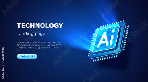 Ai chip, innovation tech, ai art technology. Vector illustration