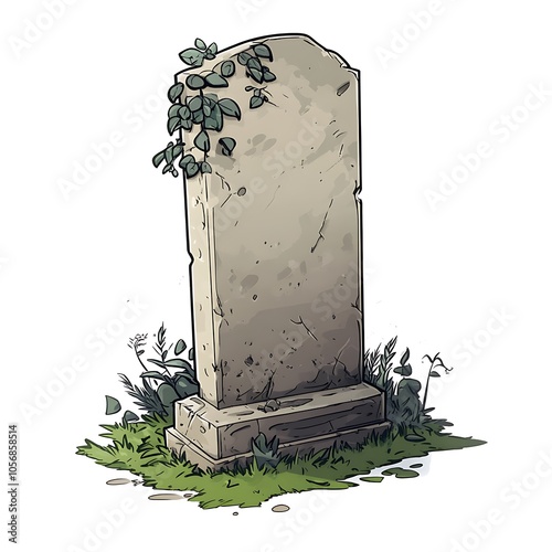 A cartoon tombstone on a white background. photo