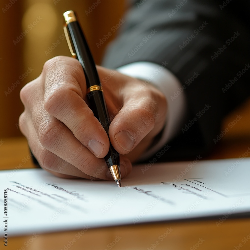 Close-up of businessman signing a legal contract agreement Close-up of businessman signing a legal contract agreement