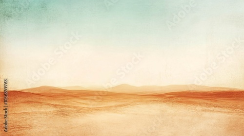 Vintage Desert Landscape with Blue Sky
