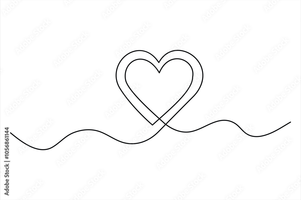Heart continuous single line art drawing Minimalistic Doodle vector illustration Heart continuous single line art drawing Minimalistic Doodle vector illustration