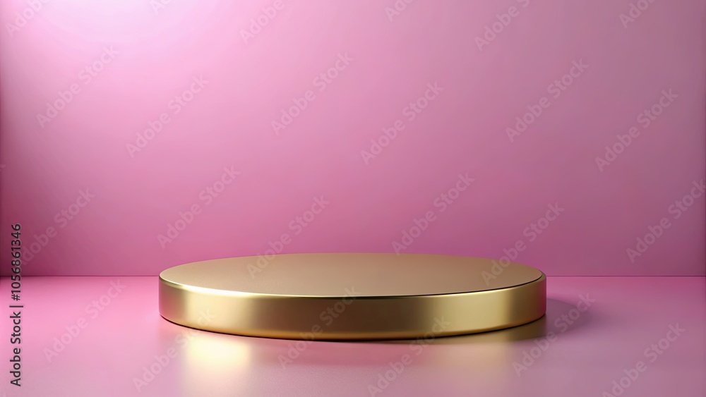 Gold platform with circular backdrop on pink surface, gold, platform, circular, backdrop, pink, surface, shiny, luxury Gold platform with circular backdrop on pink surface, gold, platform, circular, backdrop, pink, surface, shiny, luxury