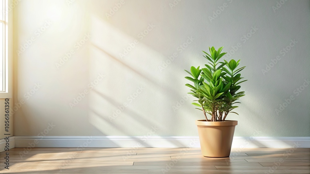 Green potted plant in bright minimalist room with sunlight, green, potted plant, minimalist, room, sunlight Green potted plant in bright minimalist room with sunlight, green, potted plant, minimalist, room, sunlight