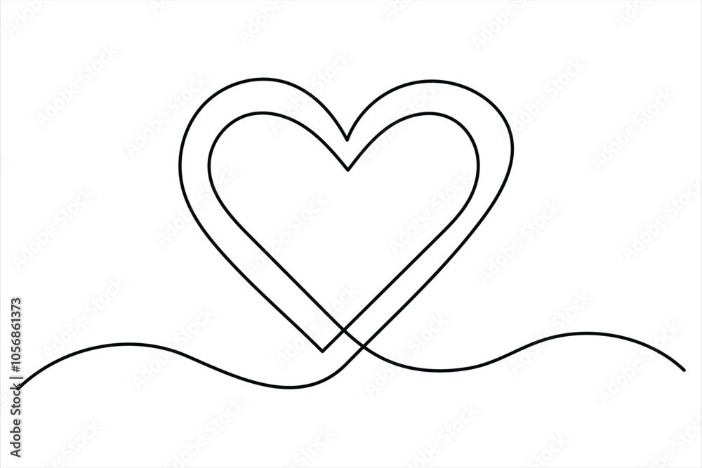 Heart continuous single line art drawing Minimalistic Doodle vector illustration Heart continuous single line art drawing Minimalistic Doodle vector illustration