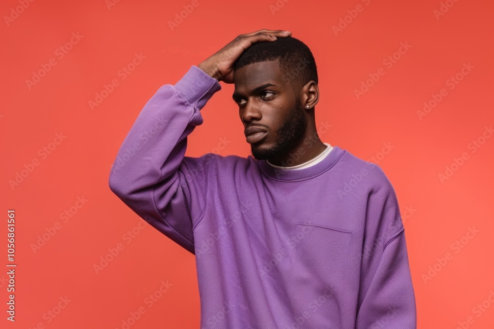 A person experiencing distress or discomfort holds their head A person experiencing distress or discomfort holds their head