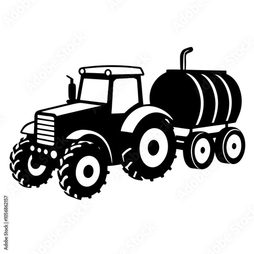 Modern Tractor silhouette vector illustration on a white background