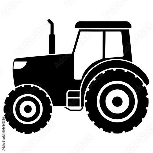 Modern Tractor silhouette vector illustration on a white background