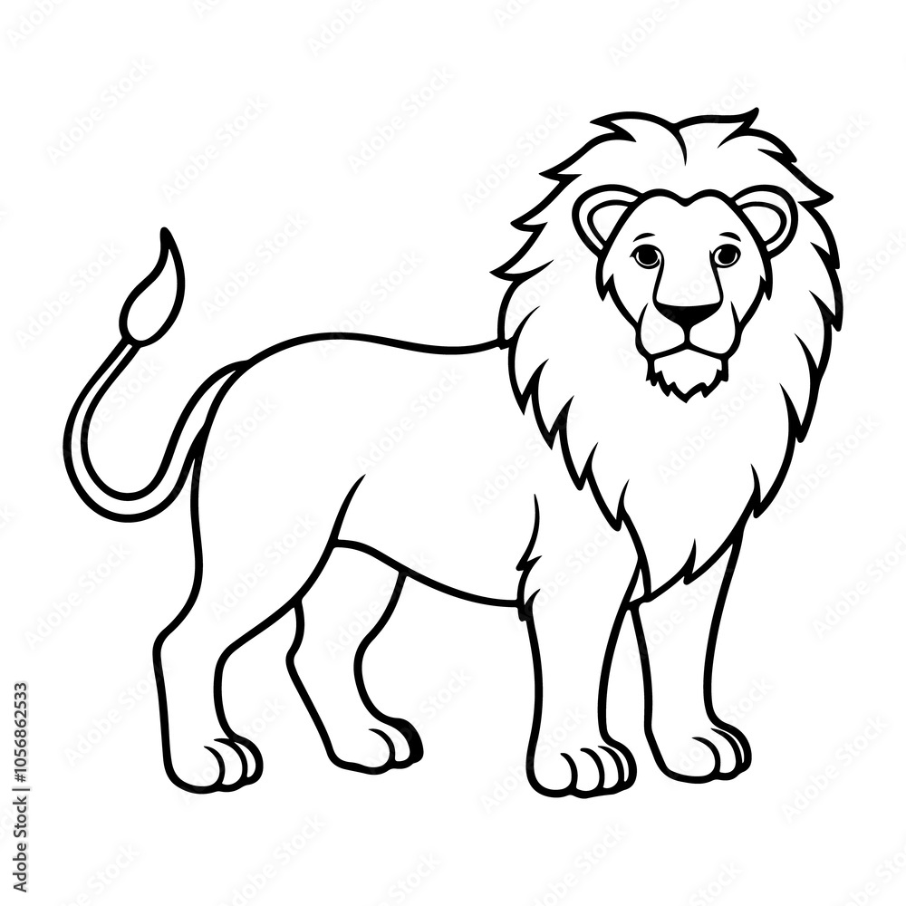 lion silhouette outline cartoon isolated on white lion silhouette outline cartoon isolated on white