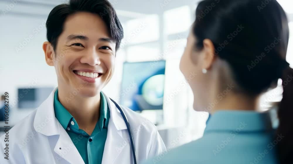Doctor in conversation with patient in modern medical office Doctor in conversation with patient in modern medical office