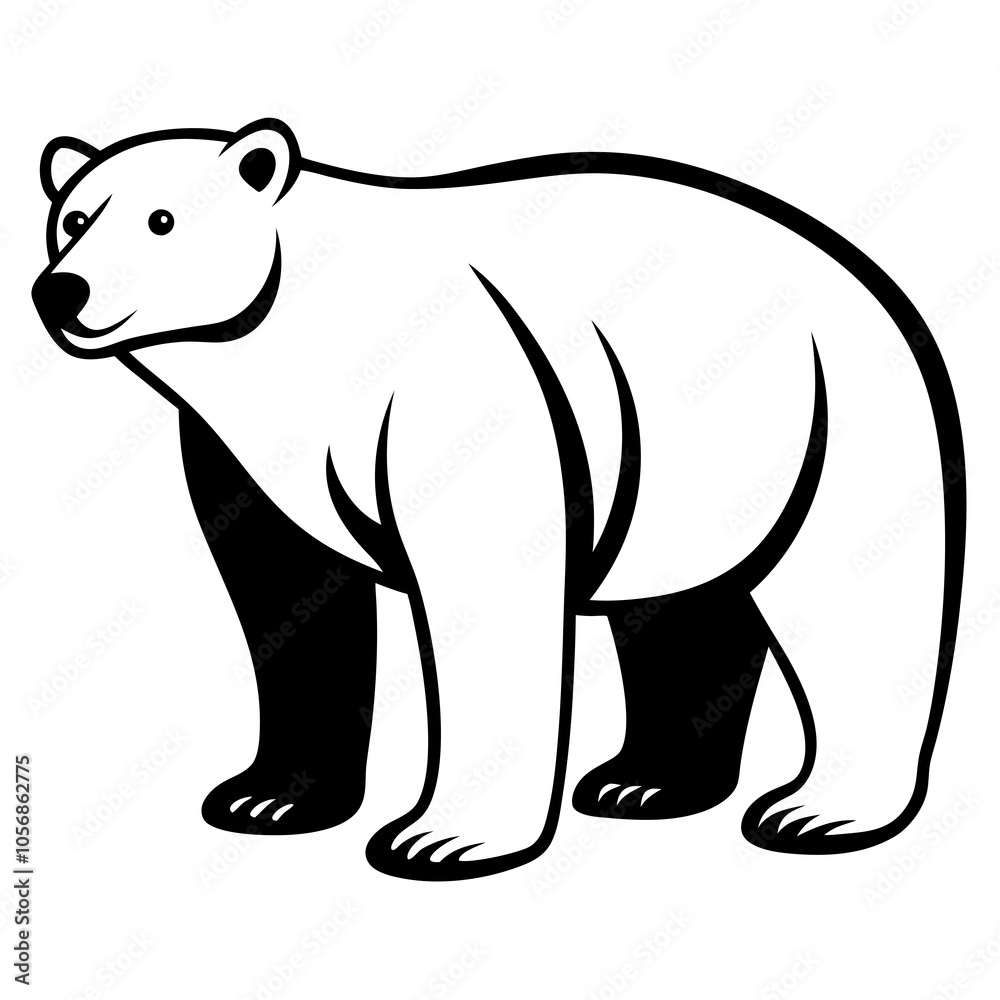 Polar Bear silhouette vector illustration on a white background Polar Bear silhouette vector illustration on a white background