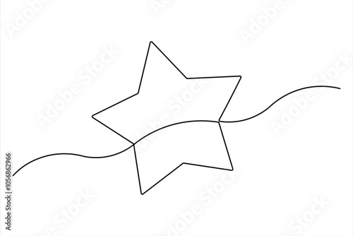 Star continuous one line drawing hand draw doodle vector illustration