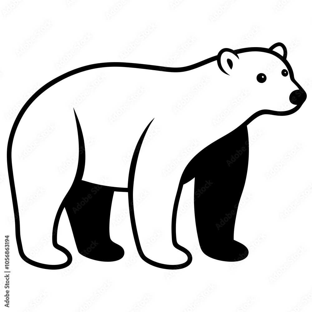 Polar Bear silhouette vector illustration on a white background