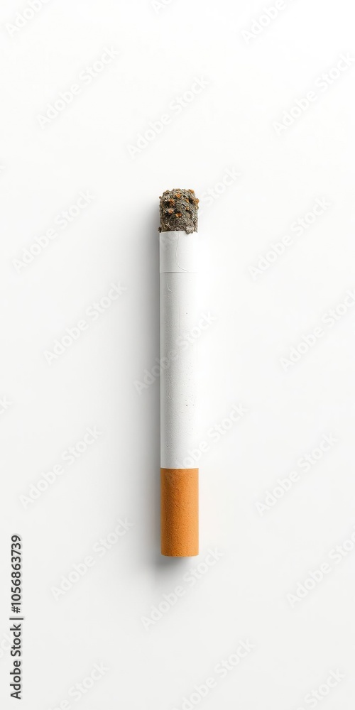 Cigarette with clipping path for easy isolation on white background, habit, cutout Cigarette with clipping path for easy isolation on white background, habit, cutout