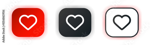 Like heart icon set. Design for app icons. Button template. 