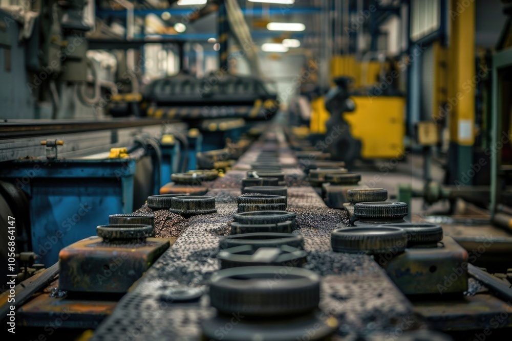 Obraz premium Machinery factory interior with various equipment and production lines