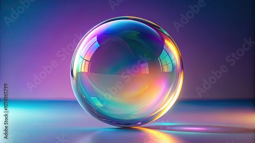 Iridescent bubble floating in a render, bubble, iridescent, floating, colorful, shimmering, abstract, sphere,reflection