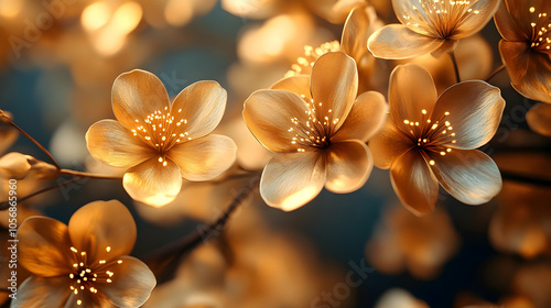 Golden Flower Blossom 3D Illustration