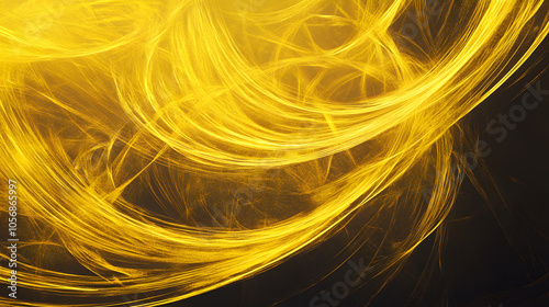 Abstract yellow swirls with dynamic motion.