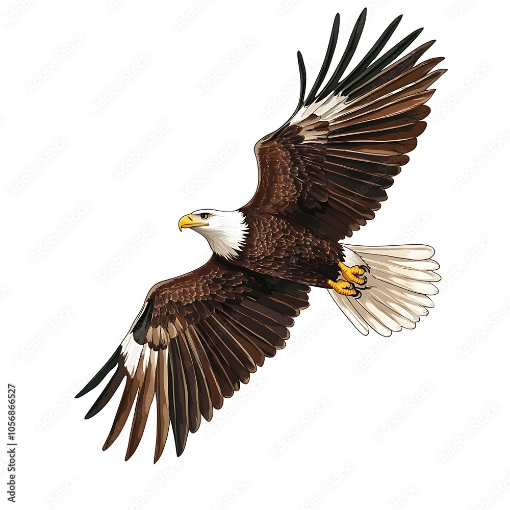 Obraz premium A cartoon eagle flying on a white background.
