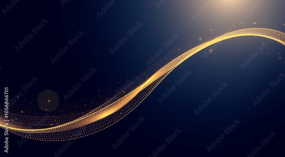 Abstract golden wave on dark blue background. Abstract golden wave on dark blue background.