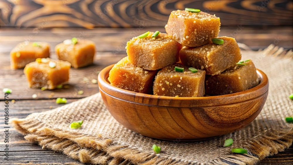 Traditional Indian sweet made from palm jaggery as a healthier alternative to sugar, Palm jaggery, Karupatti Traditional Indian sweet made from palm jaggery as a healthier alternative to sugar, Palm jaggery, Karupatti