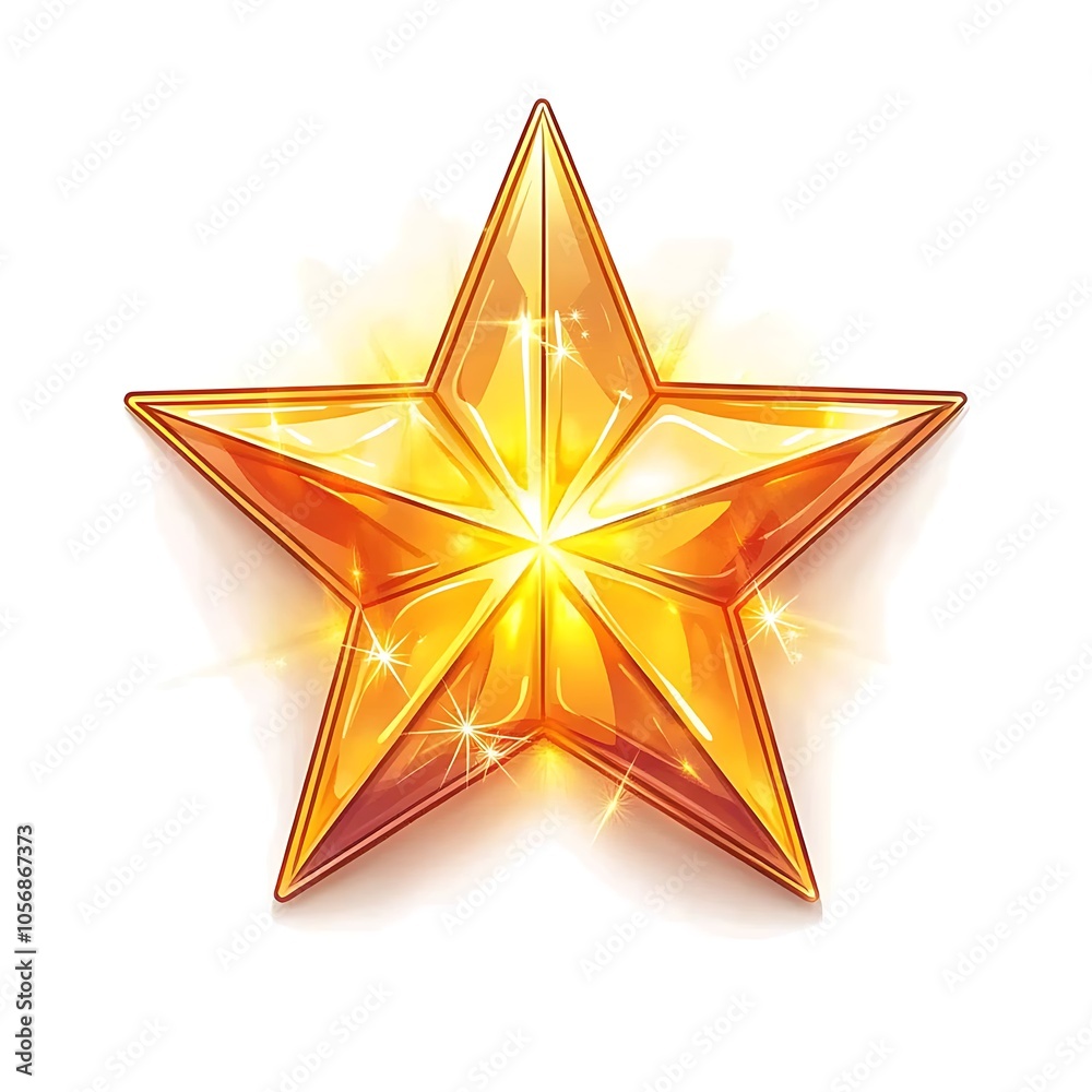 A cartoon Christmas star with golden glow on a white background. A cartoon Christmas star with golden glow on a white background.
