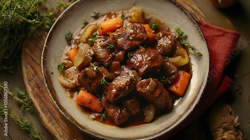 Duszona Wołowina (Braised Beef) with Vegetables (Polish Cuisine) photo