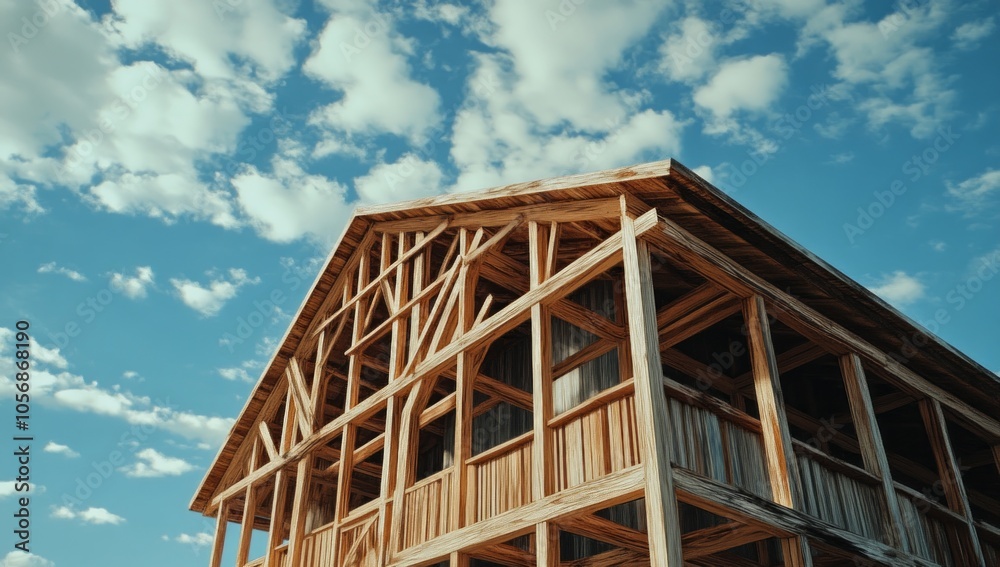 Wooden Building Under Construction Wooden Building Under Construction