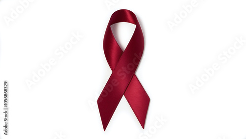 Burgundy Awareness Ribbon for multiple myeloma, hospice, meningitis, asthma, Cesarean section, hemangioma, adhesions, AV, aneurysm, cystic hygroma, disabled adults, Hughes syndrome, sickle cell anemia photo