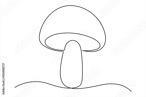 Continuous single line of drawing of mushroom edible Fresh raw vegetable concept outline vector illustration
