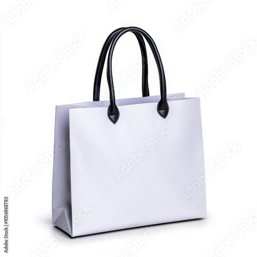 A photostock of a white plastic shopping bag on a white background, practical and common.