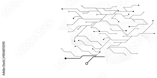 Vectors White Abstract geometric dots and lines connection circuit concept. Global communication technology background design