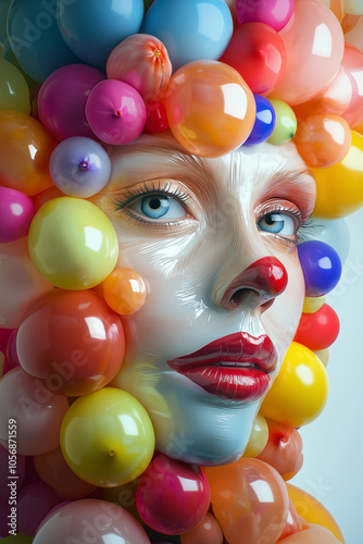 Balloon clowns face portrait