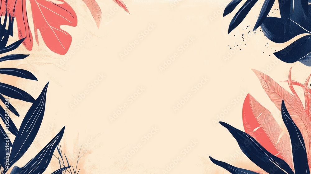 Tropical Leaves Abstract Background with Minimal Design Tropical Leaves Abstract Background with Minimal Design
