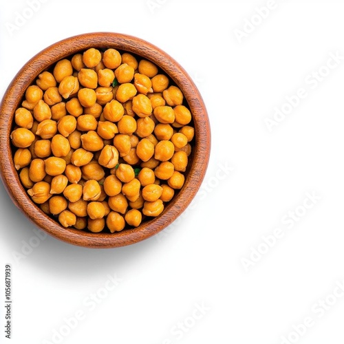 A photostock of chana masala in a bowl on a white background, flavorful and spicy.