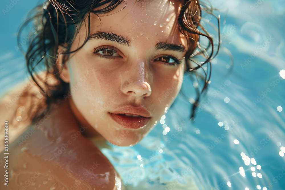 People resting by the poolside swimming in crystal clear turquoise water rich resort summer vacation Generative AI picture People resting by the poolside swimming in crystal clear turquoise water rich resort summer vacation Generative AI picture