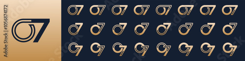 collection of creative number 07 logo designs. abstract zero seven design vector illustration