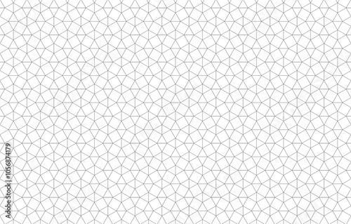 Abstract isometric grid vector seamless pattern. Black and white thin line triangle and square texture. Monochrome geometric mosaic minimalist background.