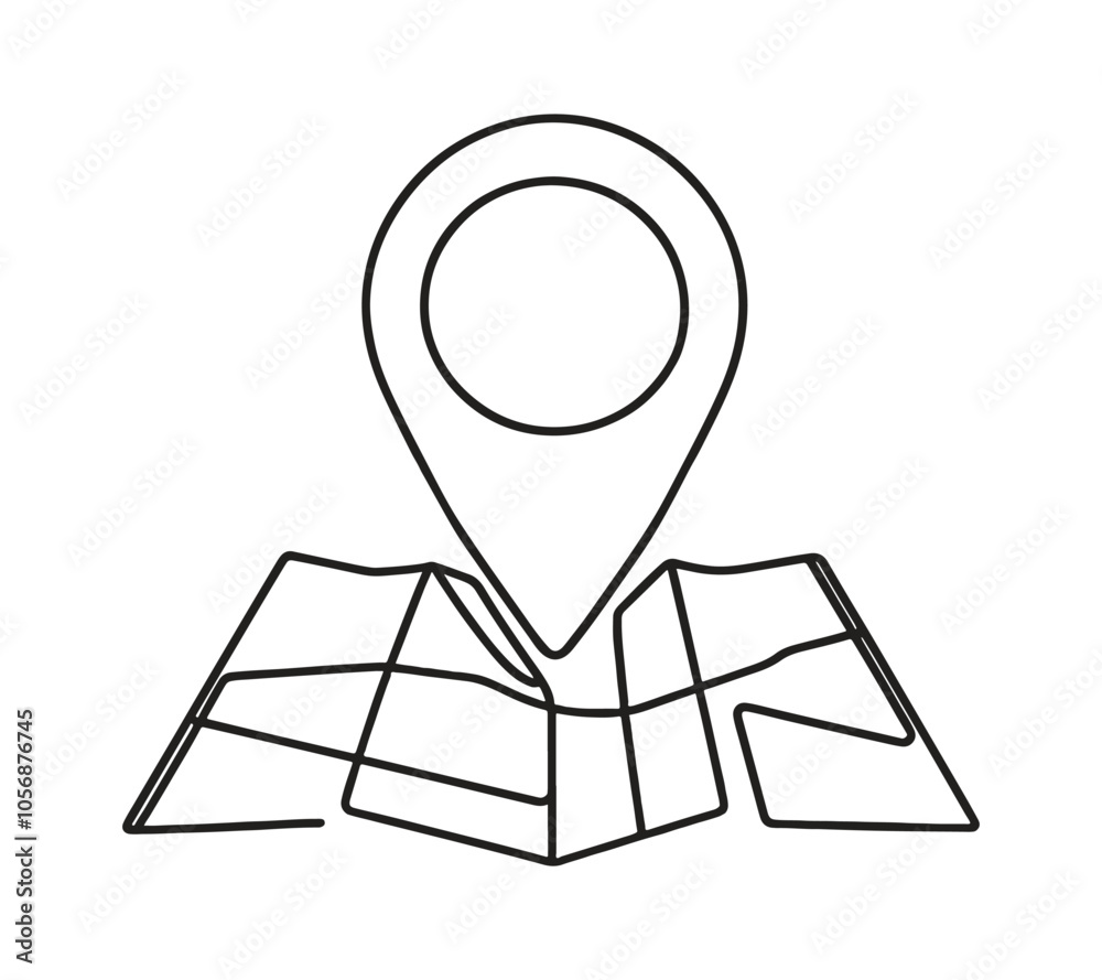 a single continuous line style representation of the geolocation on the map