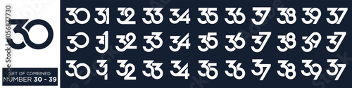 collection of creative number 30 to 39 logo designs. abstract number design vector illustration