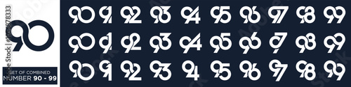 collection of creative number 90 to 99 logo designs. abstract number design vector illustration