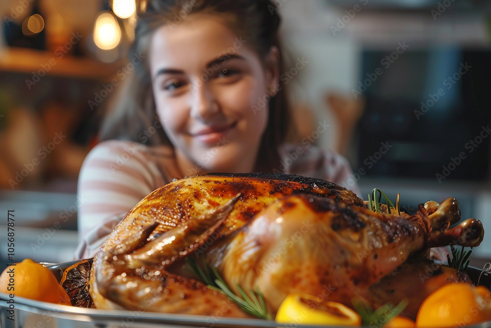 Beautiful thanksgiving dinner settings, holiday festive atmosphere dinner family gathering, generative ai image